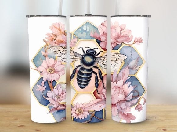 20oz Skinny Tumbler Wrap Golden Biene Graphics