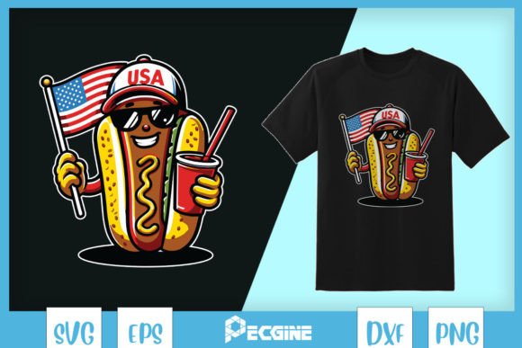 4th of July Hotdog Funny SVG: Graphics for T-Shirt Designs