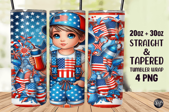 4th of July Tumbler Wraps 20oz Skinny Graphics