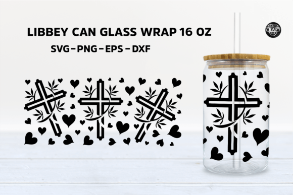 Christian Cross Libbey Can Glass SVG 16oz – Graphics for Tumbler Wraps