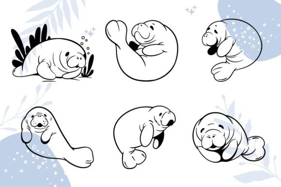 Cute Manatee Character SVG: Graphics for Crafts & Content