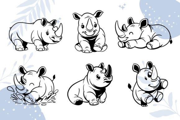 Cute Rhino Character SVG for Crafts & Graphics