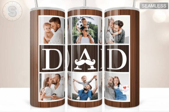Dad Wood Photo Collage 20Oz Tumbler Wrap: Graphics for Crafts & Local Branding