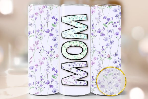 Floral Mothers Day Tumbler Wrap Mom PNG: Graphics for Crafts & Gifting