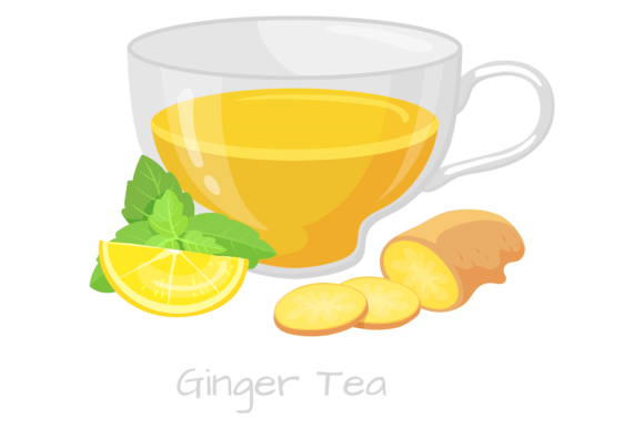 Ginger Tea in Glass Cup Graphics & Illustrations