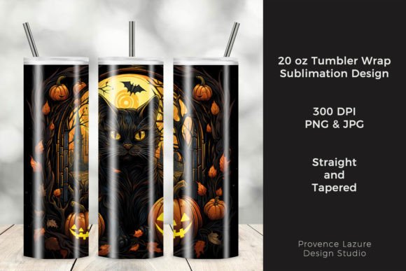 Halloween Gothic Cat Tumbler Wrap Graphics