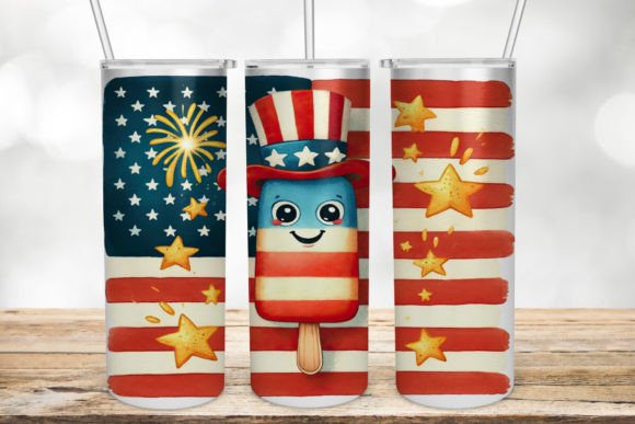 Ice Cream 4th July Tumbler Wrap PNG Graphics