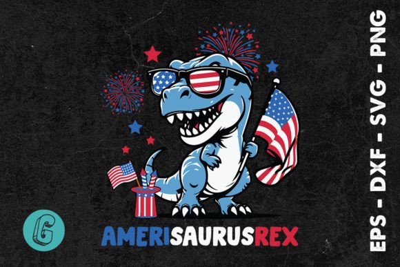 July 4th Amerisaurusrex Dinosaur SVG Graphics & Illustrations