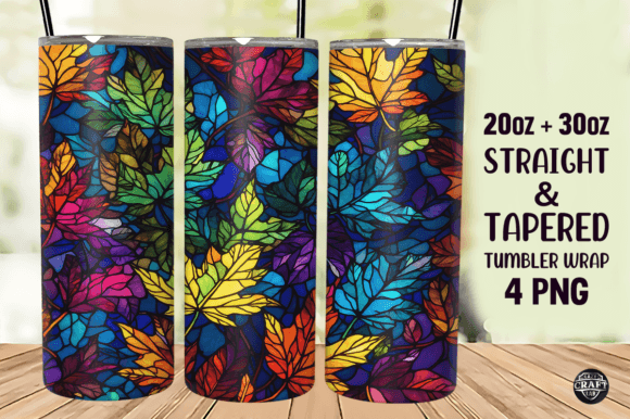 Leaves Stained Glass Tumbler Wraps Graphics