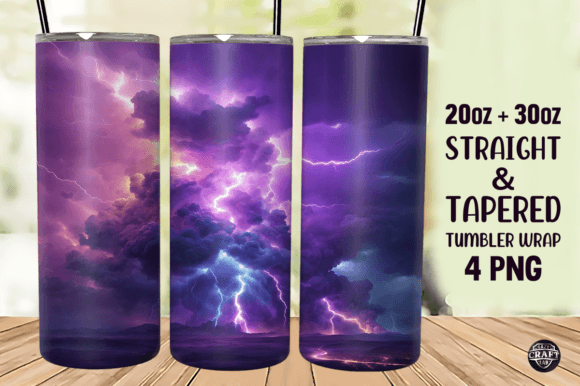 Lightning Striking a Cloud Tumbler Wrap Graphics