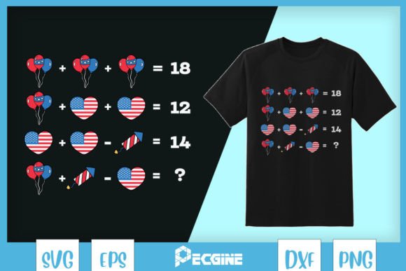 Math Equation July 4th American Flag SVG: Graphics for T-Shirt Designs
