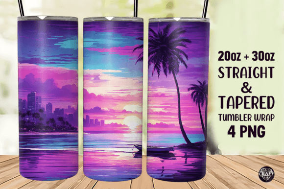Neon Beach Tumbler Wrap Graphics