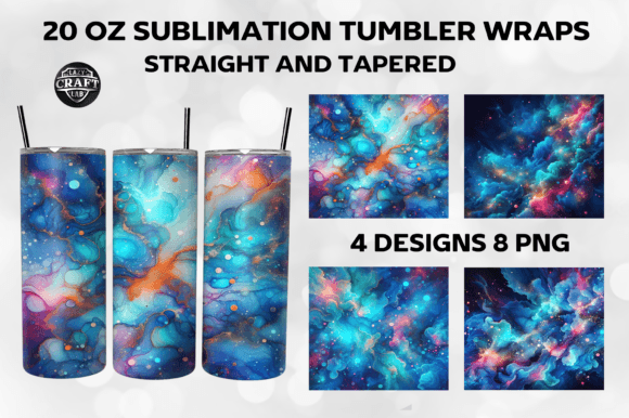 Neon Blue Alcohol Ink Glitter Tumbler Graphics