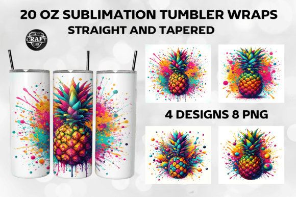 Pineapple Paint Splashes Tumbler Wraps Graphics