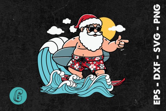 Santa Claus Surfing Xmas in July SVG