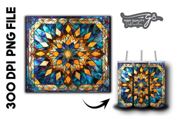 Stained Glass Islamic Tumbler Wrap 32 Graphics & Backgrounds