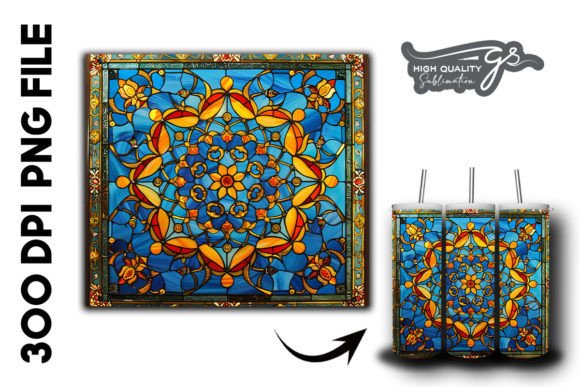 Stained Glass Islamic Tumbler Wrap 36 Graphics & Backgrounds
