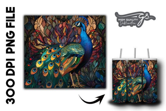Stained Glass Peacock Tumbler Wrap 30 Graphics & Backgrounds