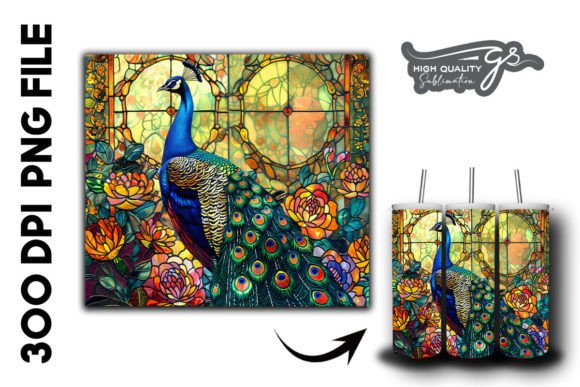 Stained Glass Peacock Tumbler Wrap 39