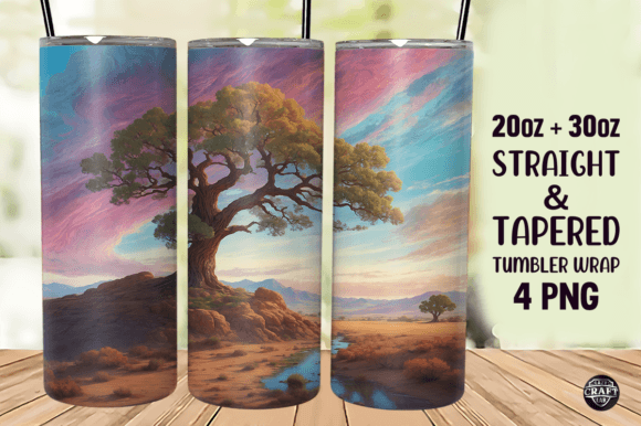 Tree on a Hill Tumbler Wrap 20oz Skinny Graphics