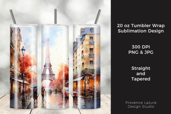 Watercolor Paris 20 Oz Tumbler Wrap