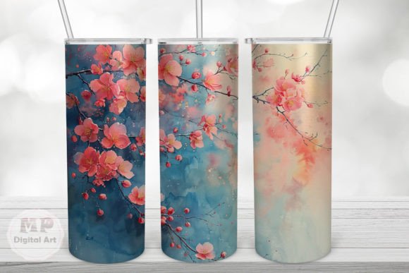 Watercolor Spring Flowers Tumbler Graphics for Crafts
