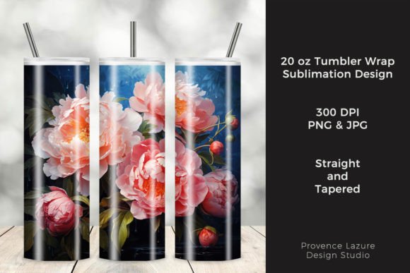 Whimsical Peonies Tumbler Wrap Graphics